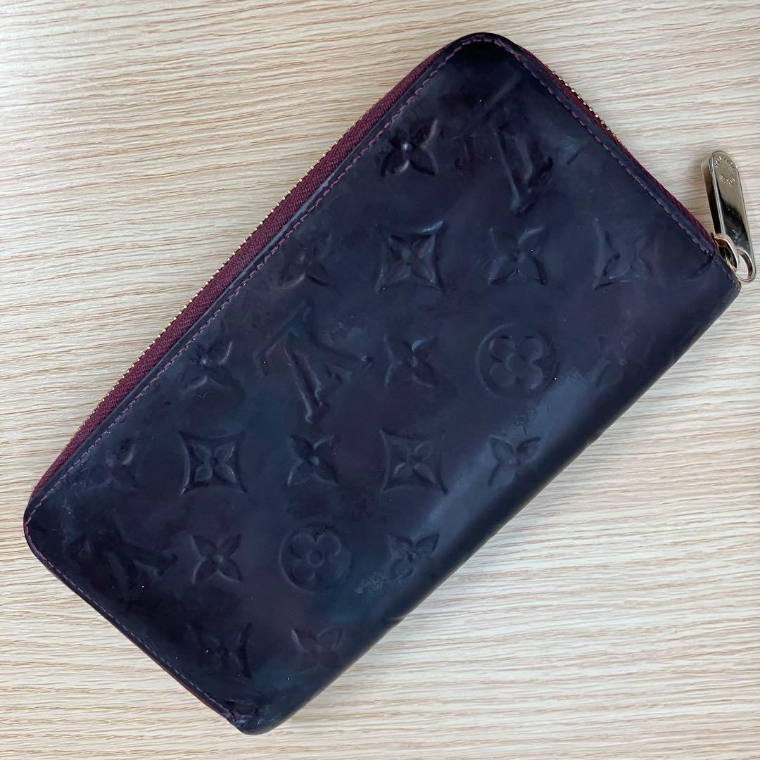 《良品》 ルイヴィトン モノグラムヴェルニ ジッピーウォレット ワインレッド