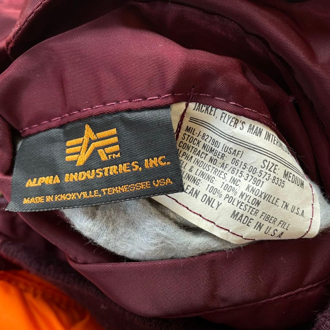 90's ALPHA アルファ MA-1 リバーシブル ボルドー USA製