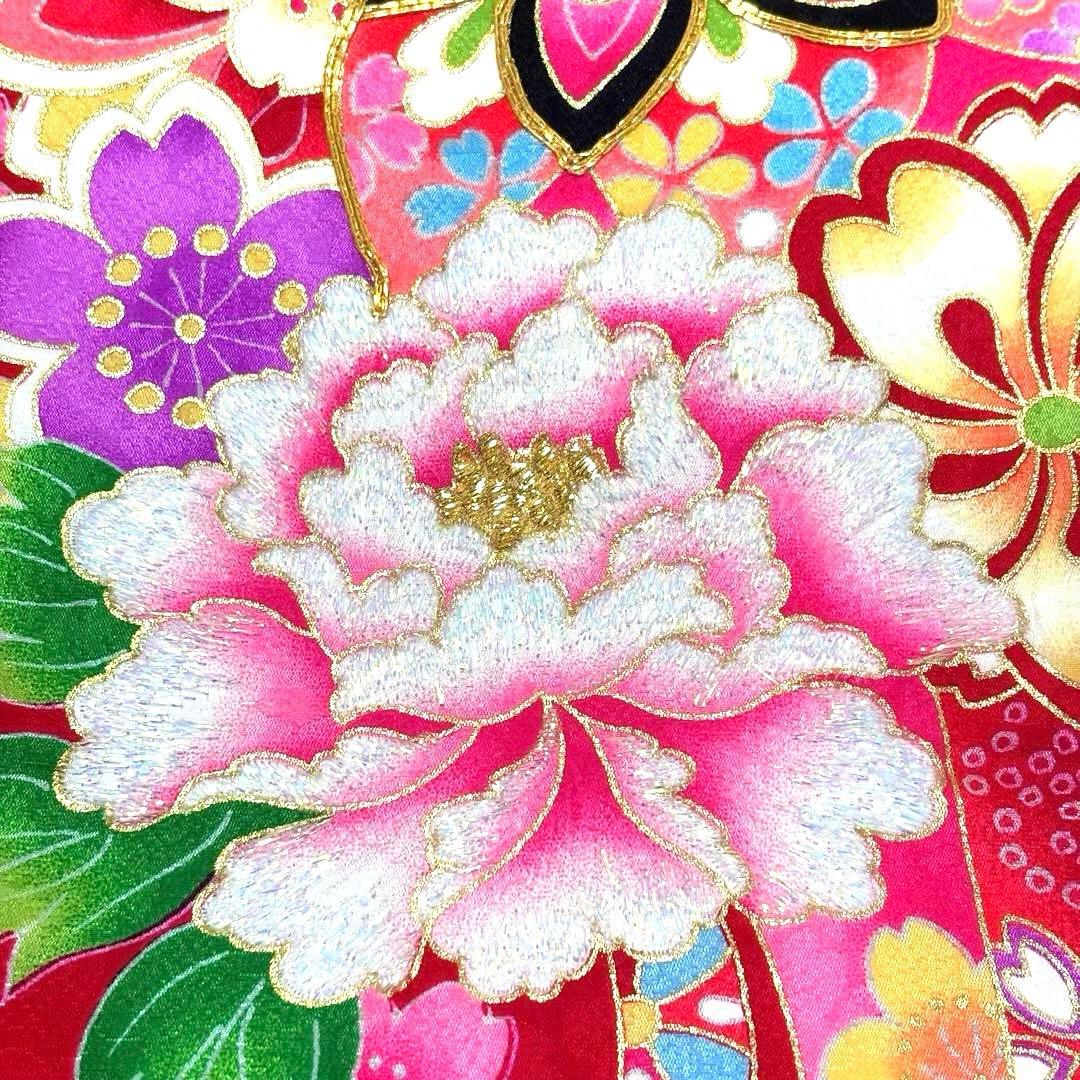 《新品》日本製 正絹 華やかな刺繍入❗️お宮参り 産着 襦袢付 新品たとう紙付 赤
