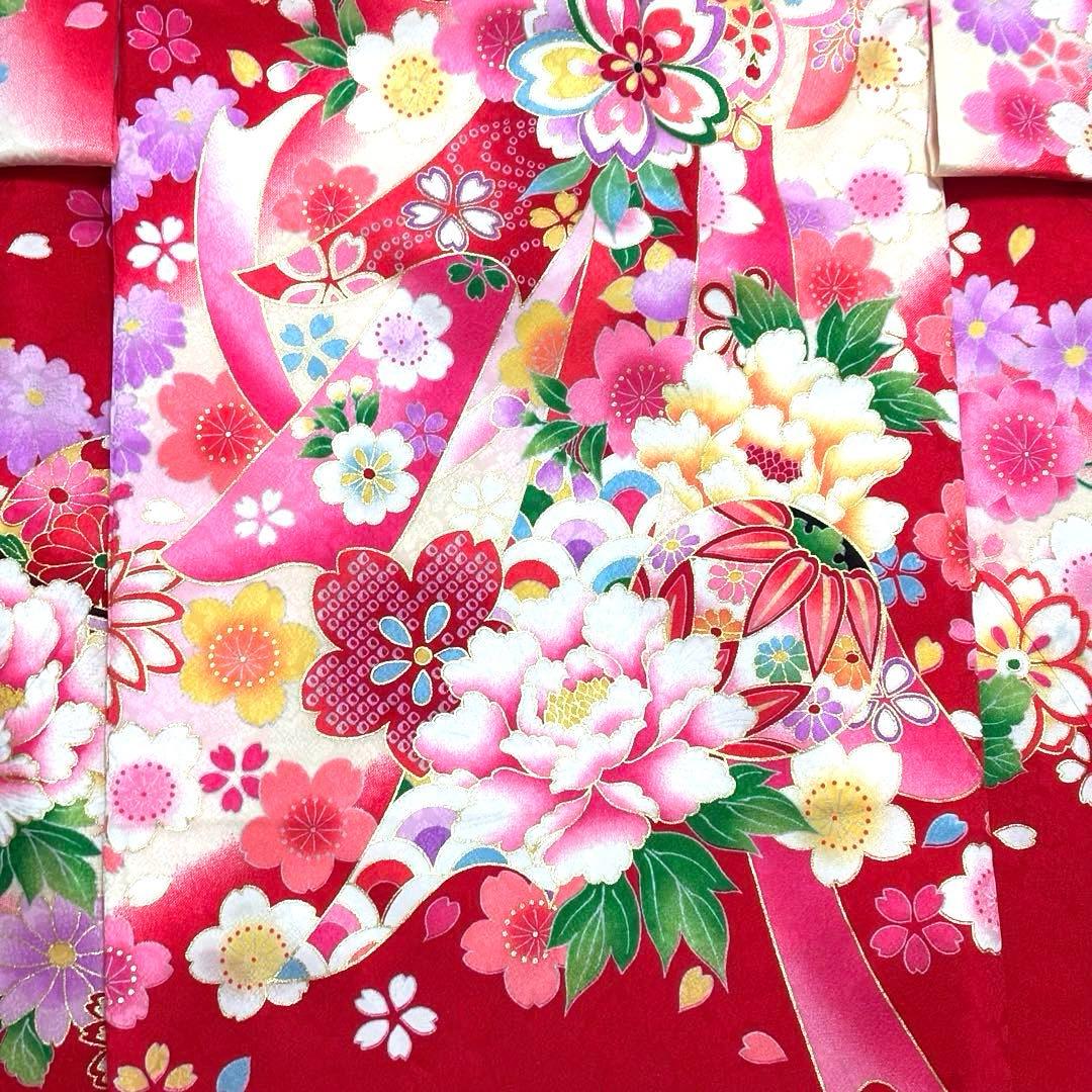 《新品》日本製 正絹 華やかな刺繍入❗️お宮参り 産着 襦袢付 新品たとう紙付 赤