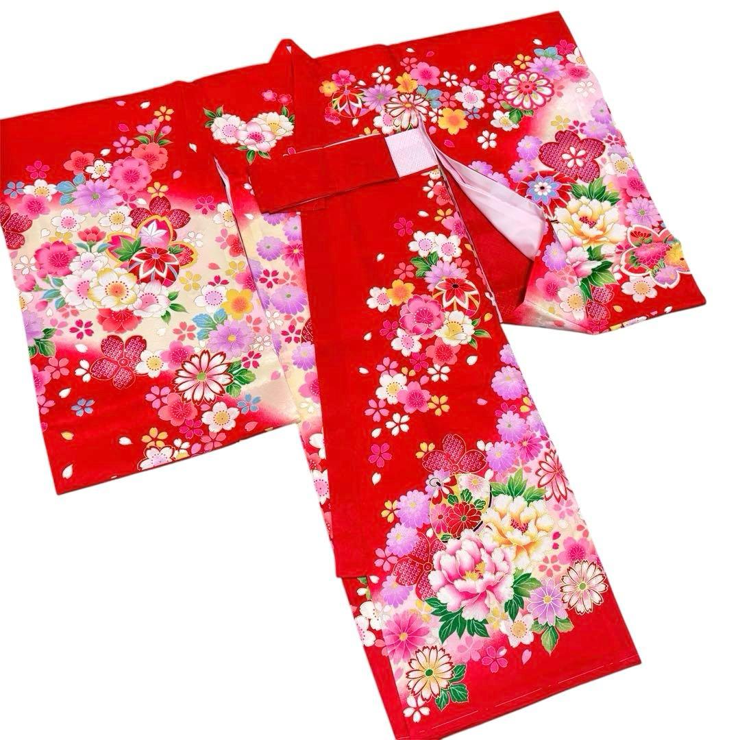 《新品》日本製 正絹 華やかな刺繍入❗️お宮参り 産着 襦袢付 新品たとう紙付 赤