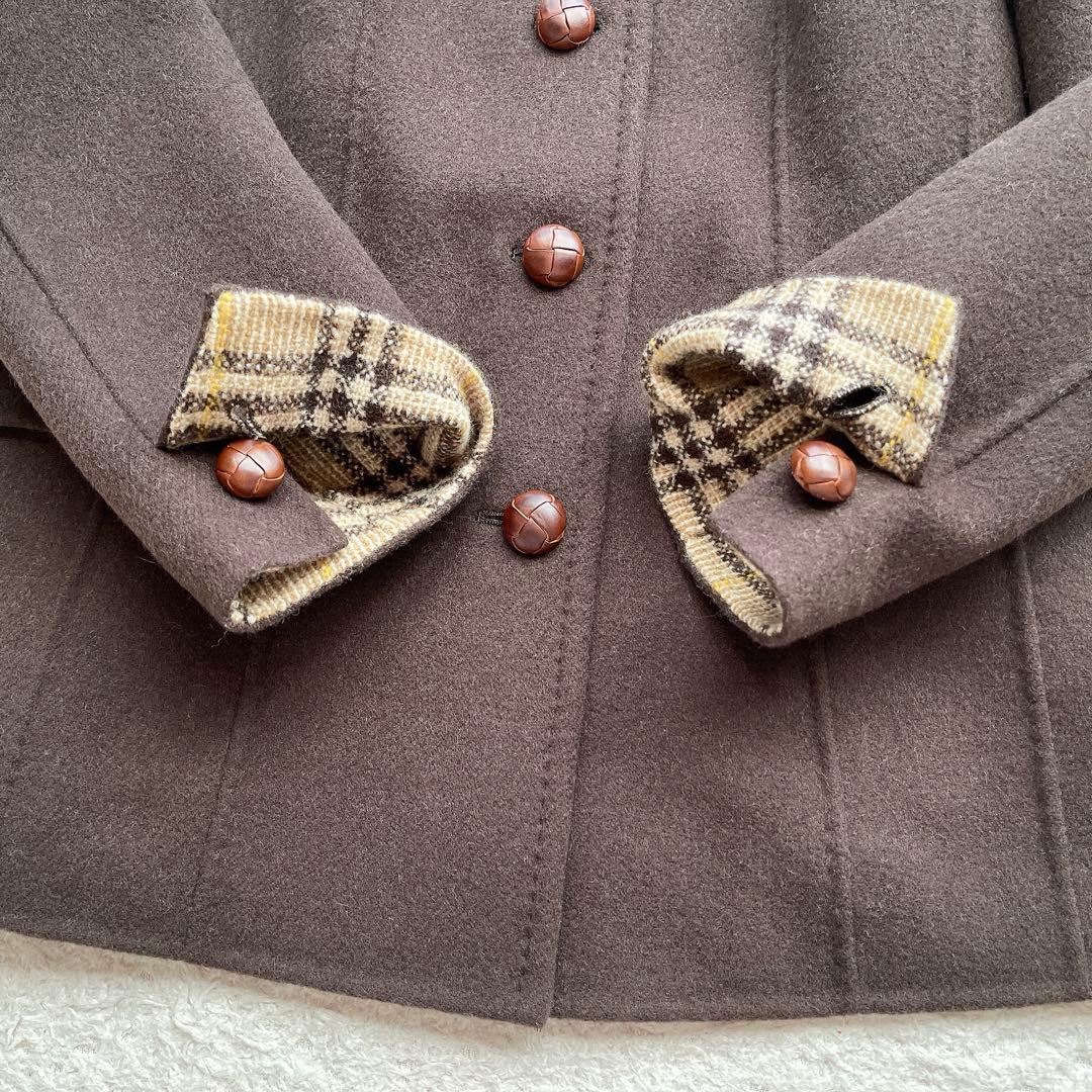 【希少44サイズ】バーバリーロンドン チェスターコート ノバチェック ファー