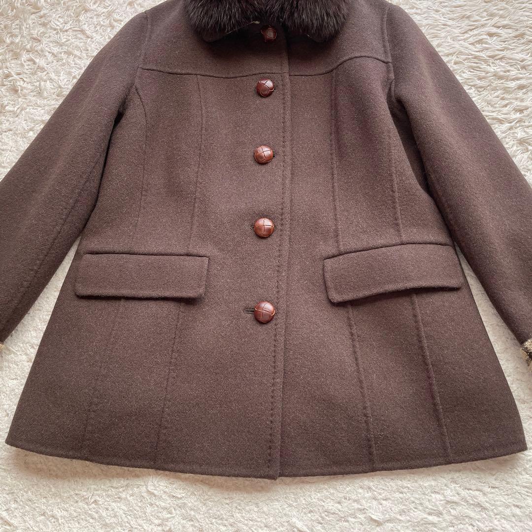 【希少44サイズ】バーバリーロンドン チェスターコート ノバチェック ファー