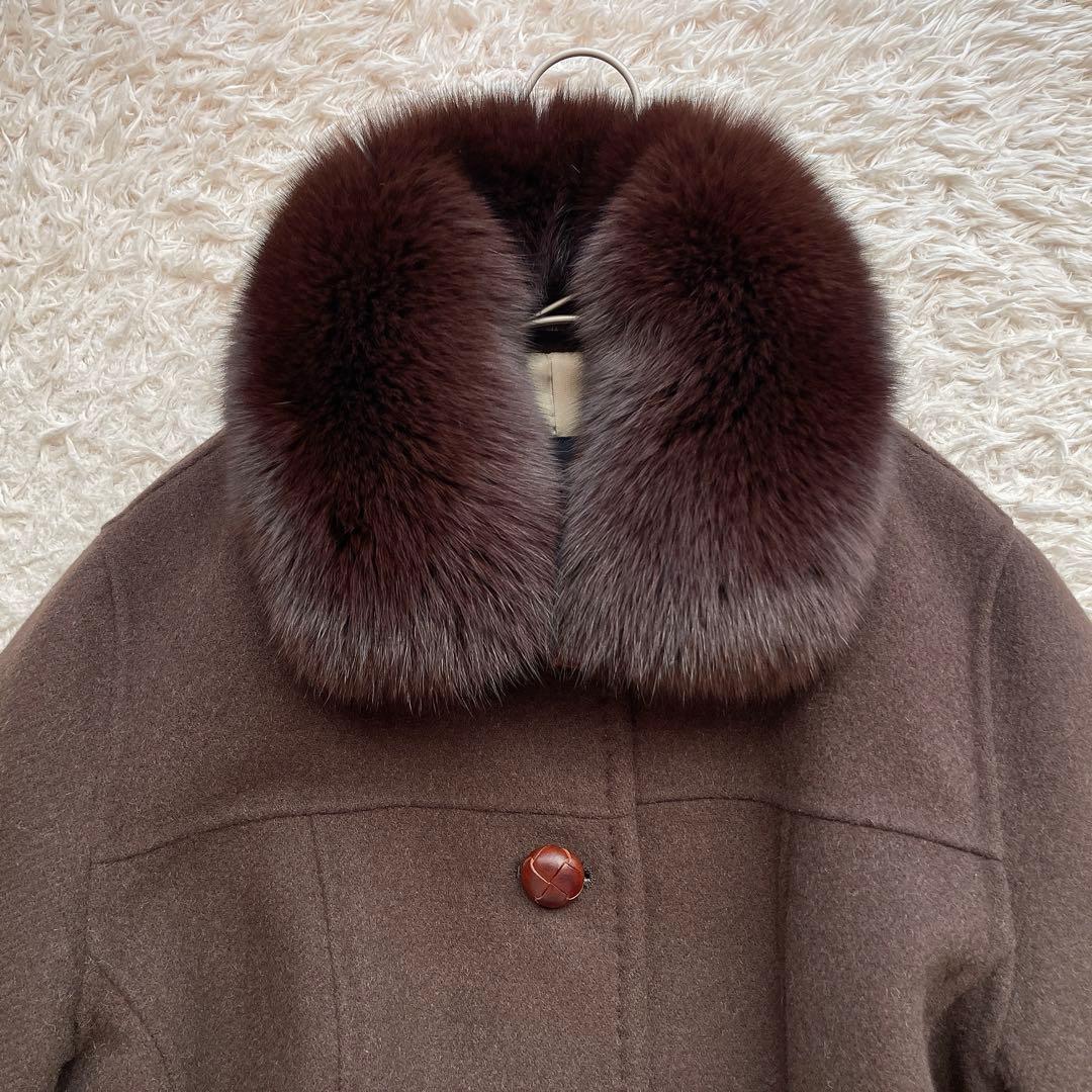 【希少44サイズ】バーバリーロンドン チェスターコート ノバチェック ファー