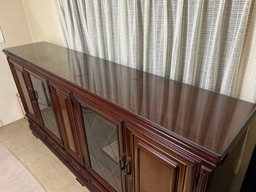 特大サイドボード　大型飾り棚　キャビネット　リビングディスプレイボード　ガラス扉