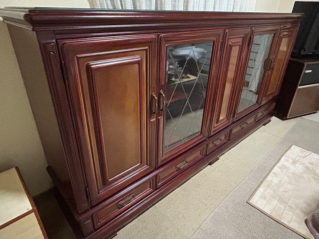 特大サイドボード　大型飾り棚　キャビネット　リビングディスプレイボード　ガラス扉