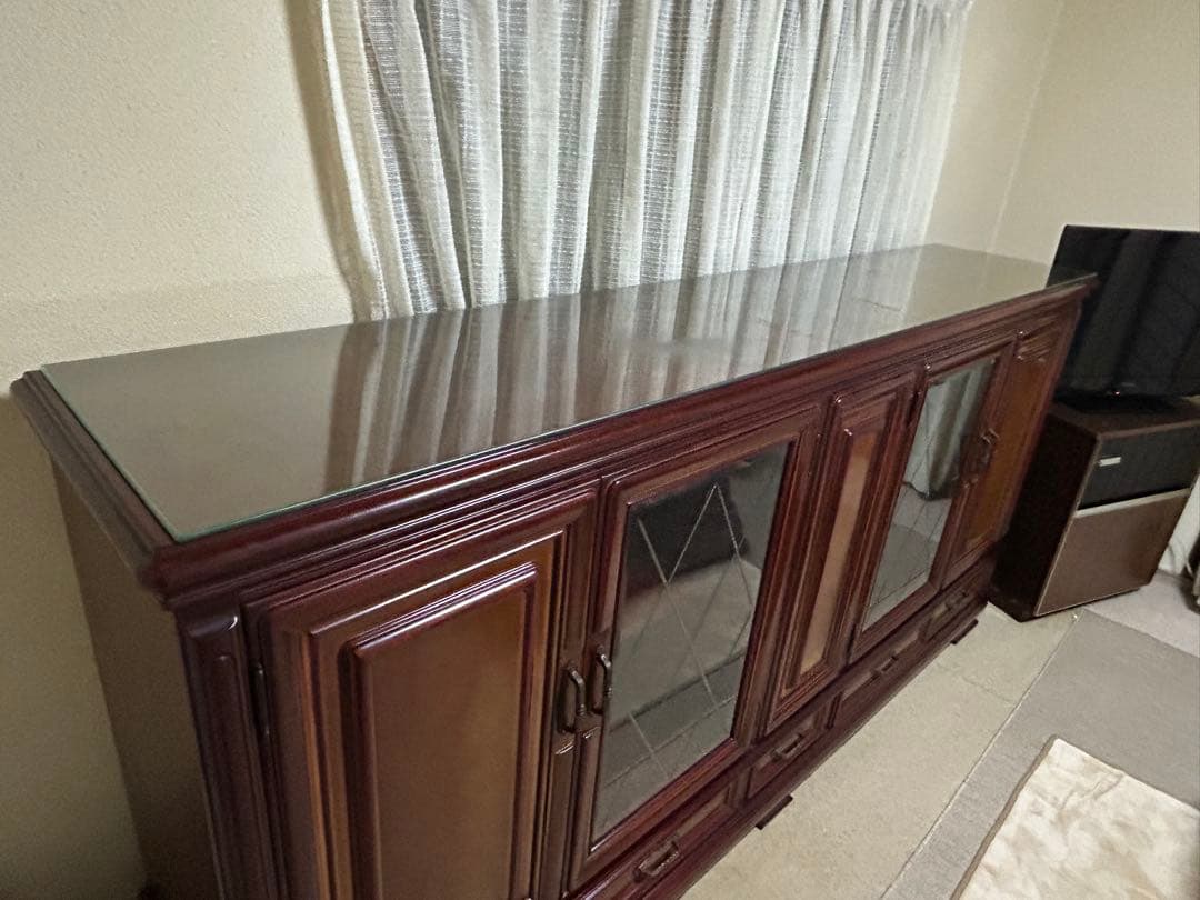 特大サイドボード　大型飾り棚　キャビネット　リビングディスプレイボード　ガラス扉