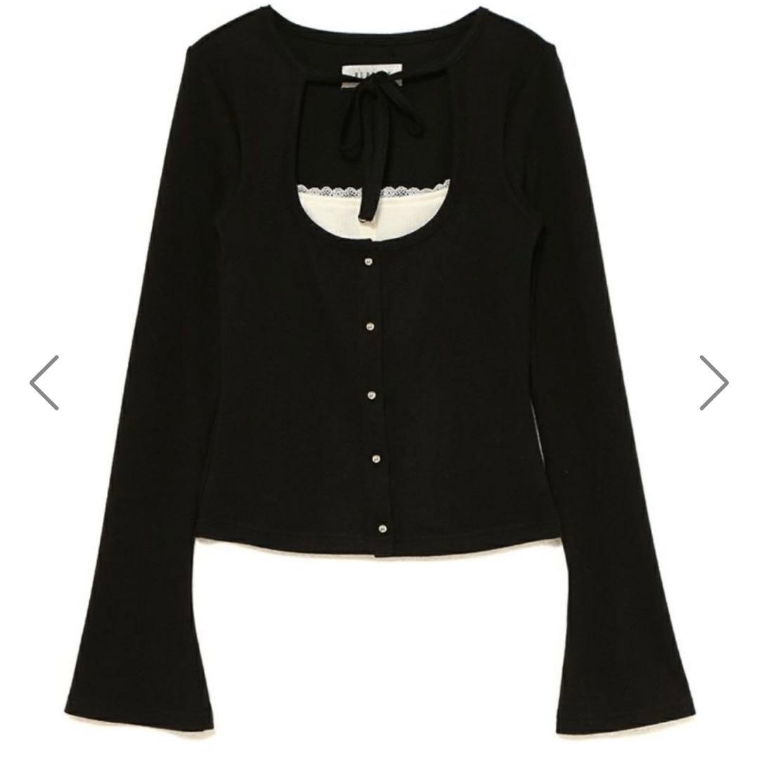 BUBBLES レイヤードリブトップス　ブラック