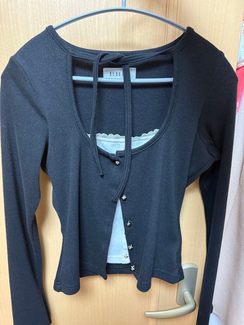 BUBBLES レイヤードリブトップス　ブラック