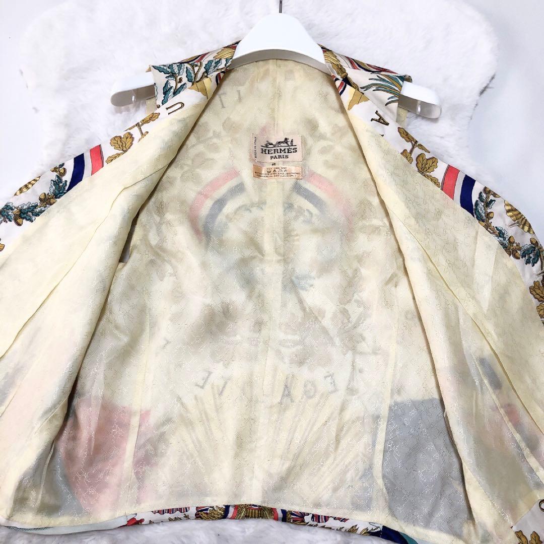 HERMES*エルメス　シルク100%　スカーフ柄ベスト　総柄　46