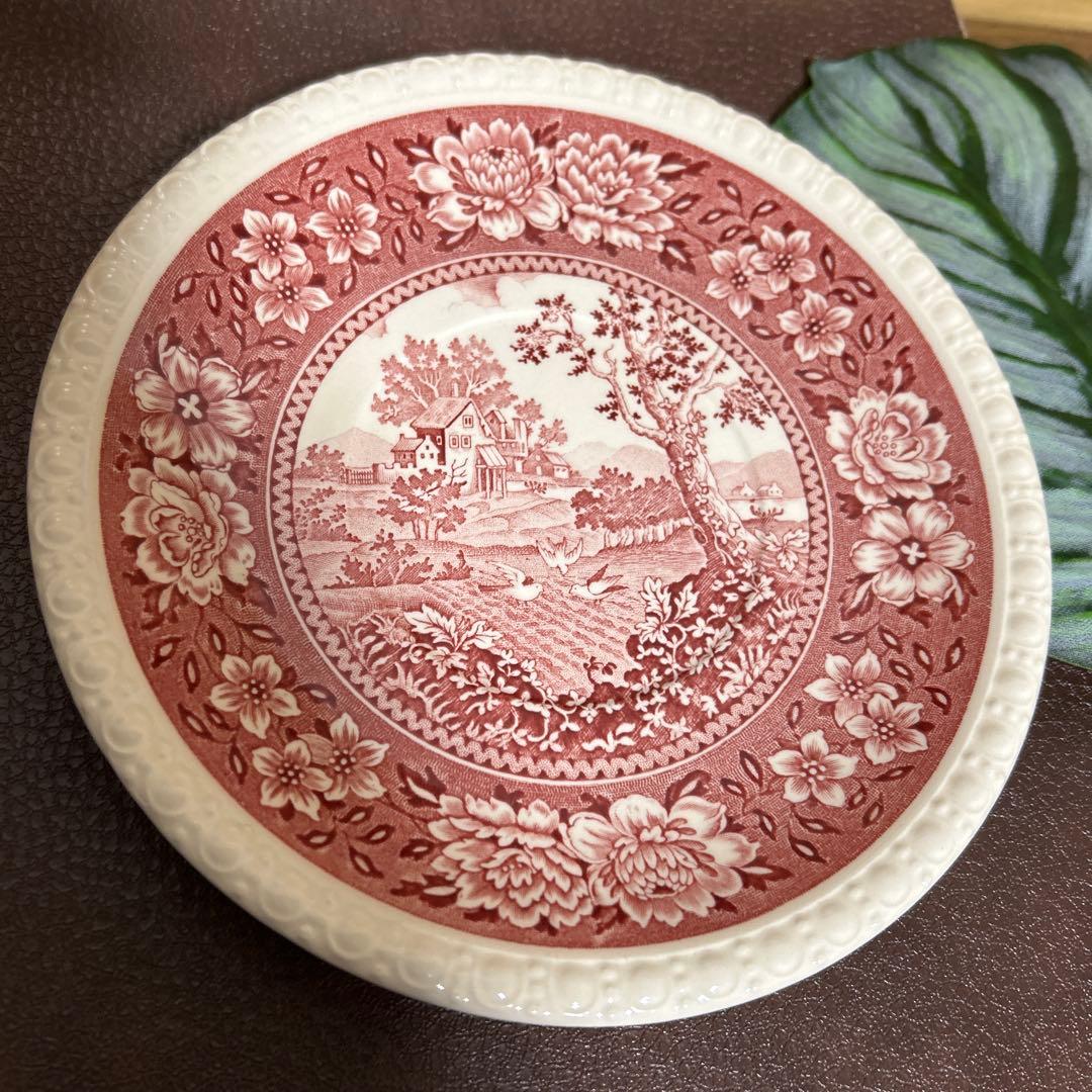 3セット　ビレロイ&ボッホ　スープカップ　ソーサー付　花　赤　Rusticana