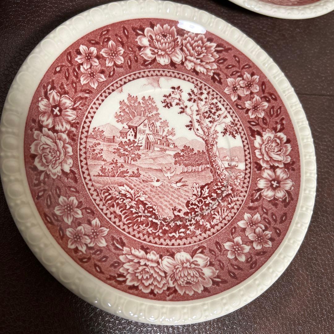 3セット　ビレロイ&ボッホ　スープカップ　ソーサー付　花　赤　Rusticana