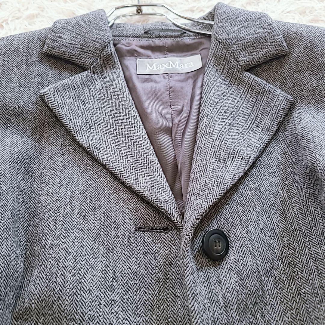 極美品 マックスマーラ XL テーラードジャケット ヘリンボーン 銀タグ
