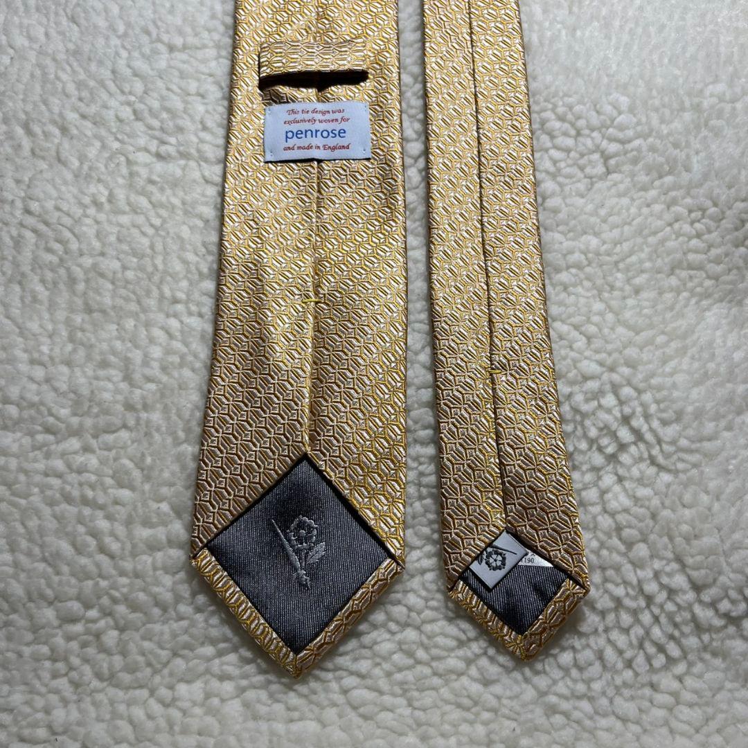 【極美品✨】ペンローズ ソリッドタイ 幾何パターン ジャガード 光沢 イエロー