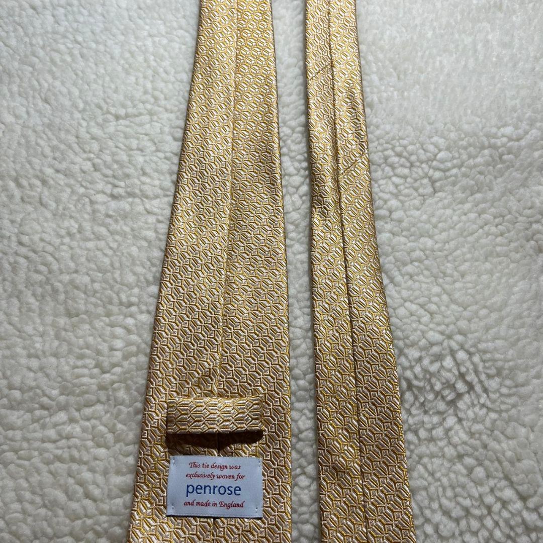 【極美品✨】ペンローズ ソリッドタイ 幾何パターン ジャガード 光沢 イエロー