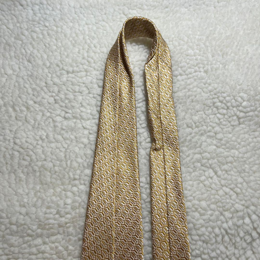 【極美品✨】ペンローズ ソリッドタイ 幾何パターン ジャガード 光沢 イエロー