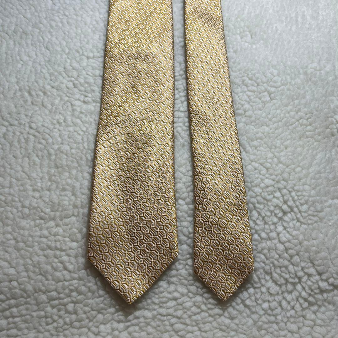 【極美品✨】ペンローズ ソリッドタイ 幾何パターン ジャガード 光沢 イエロー