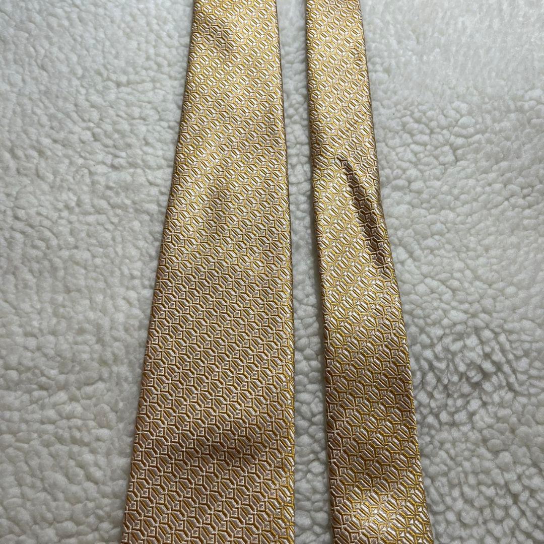 【極美品✨】ペンローズ ソリッドタイ 幾何パターン ジャガード 光沢 イエロー