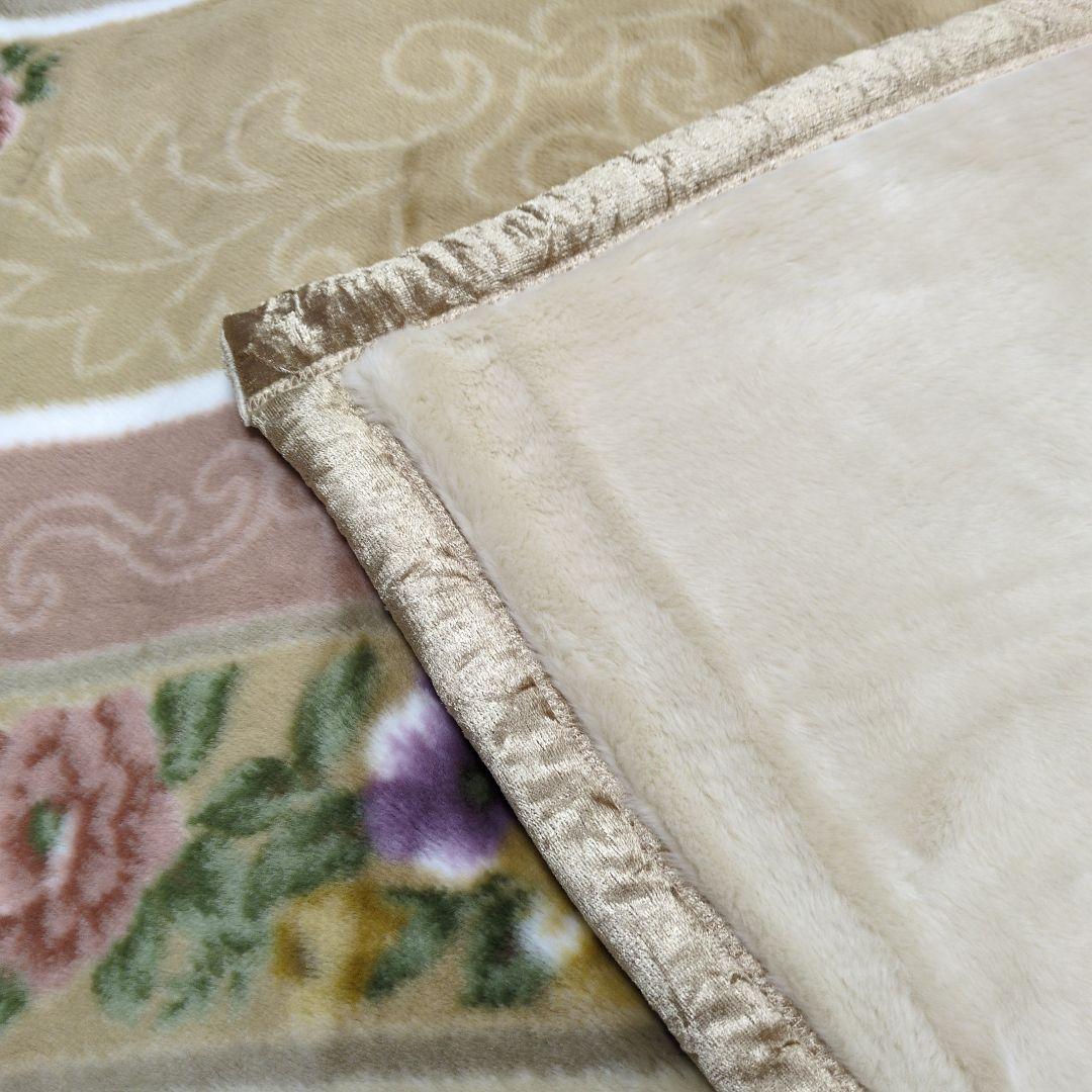 ダブル極厚2枚合わせ毛布アクリル100%ベージュrose様