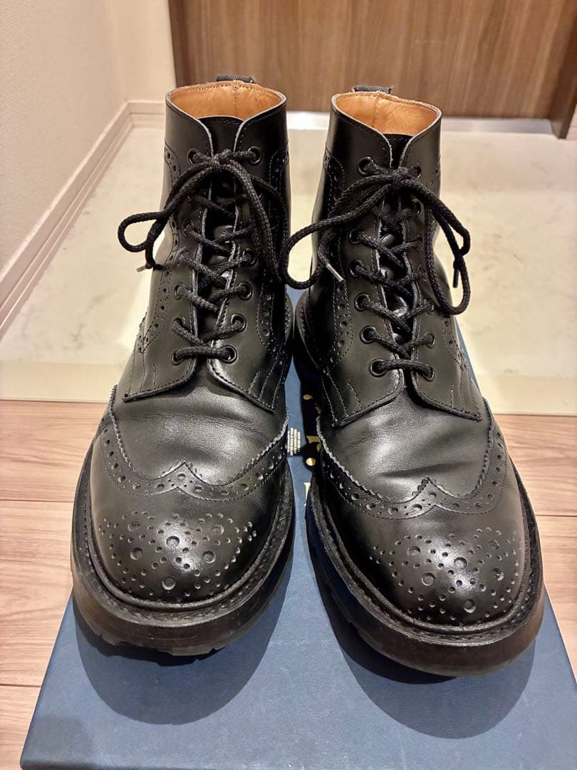 トリッカーズ STOW UK7.5 ブラック カントリーブーツ ビブラム雪用