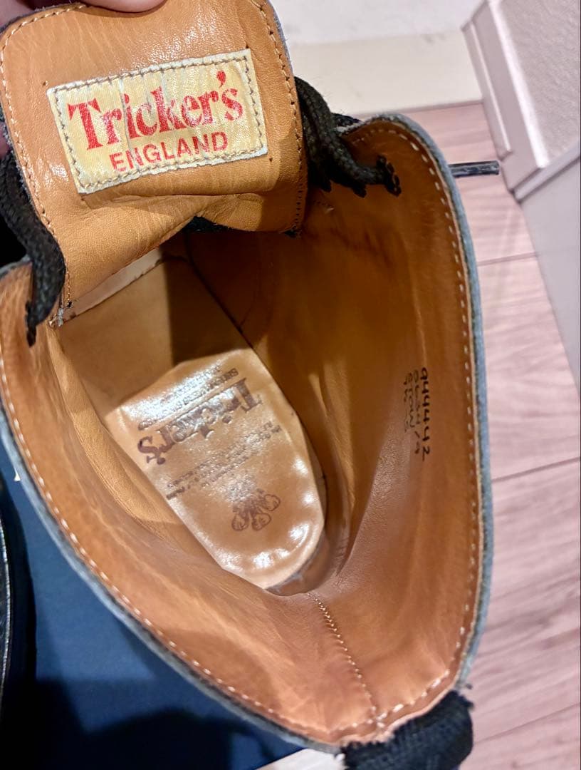 トリッカーズ STOW UK7.5 ブラック カントリーブーツ ビブラム雪用