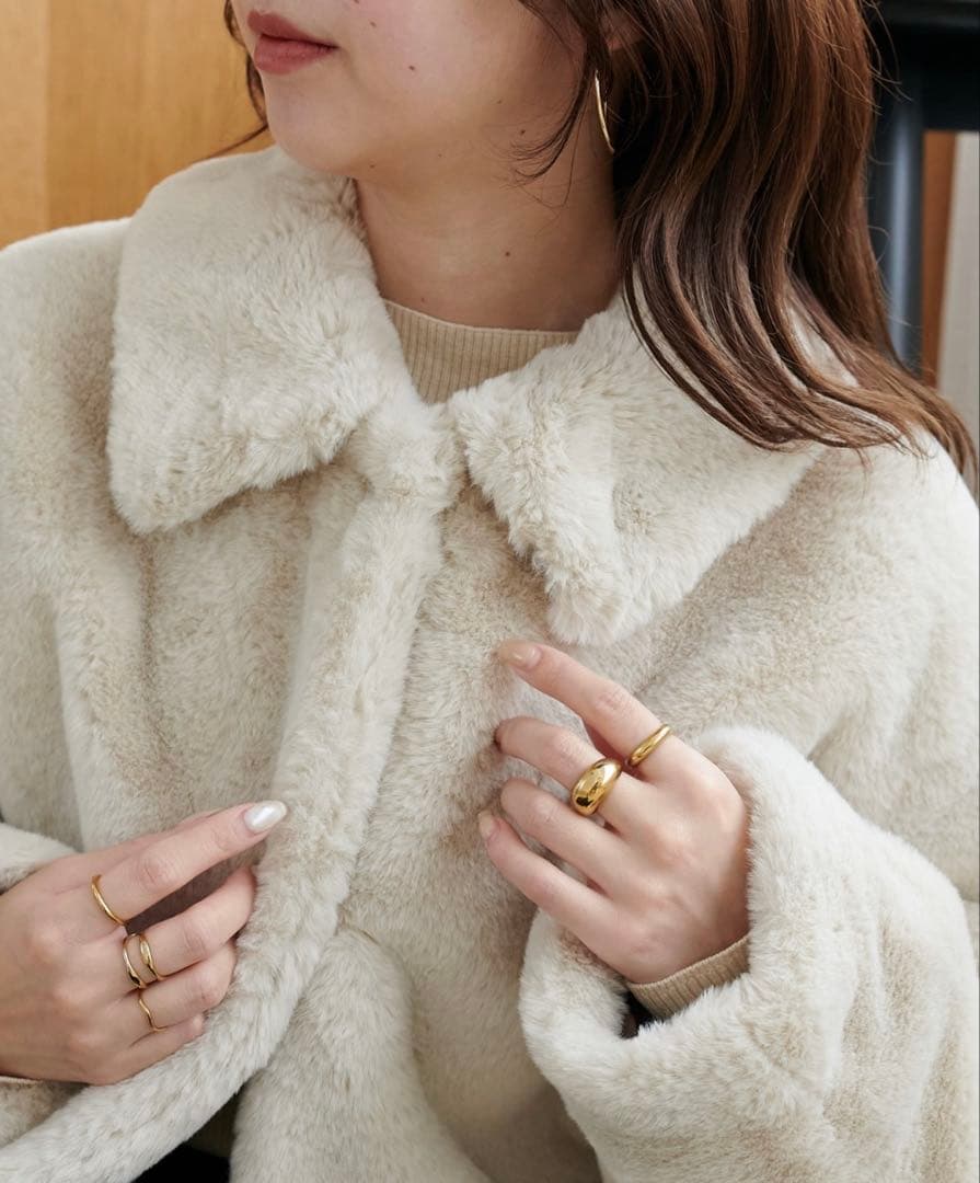 DISCOAT ファージャケット　ライトグレー S