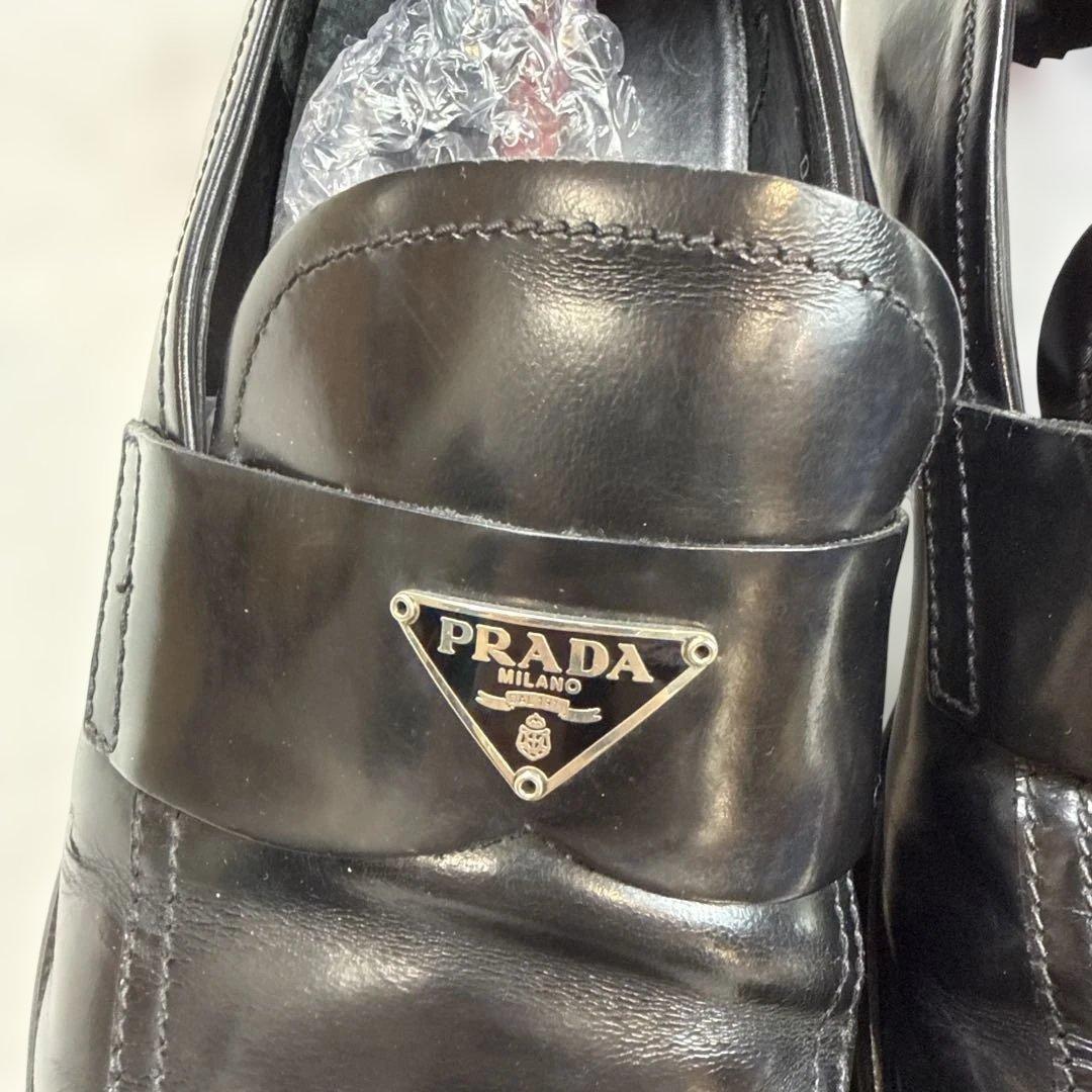 PRADAプラダ　三角プレートロゴ　ローファー　ブラック　サイズ7 1/2