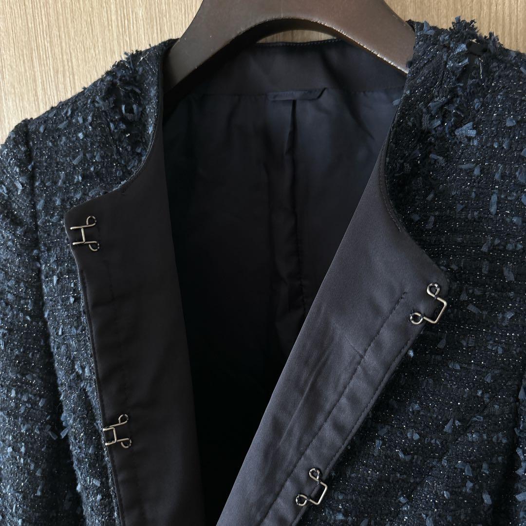 【1236】アナイ　ミックスツイードクルー　ジャケット　フォーマル　濃紺　38