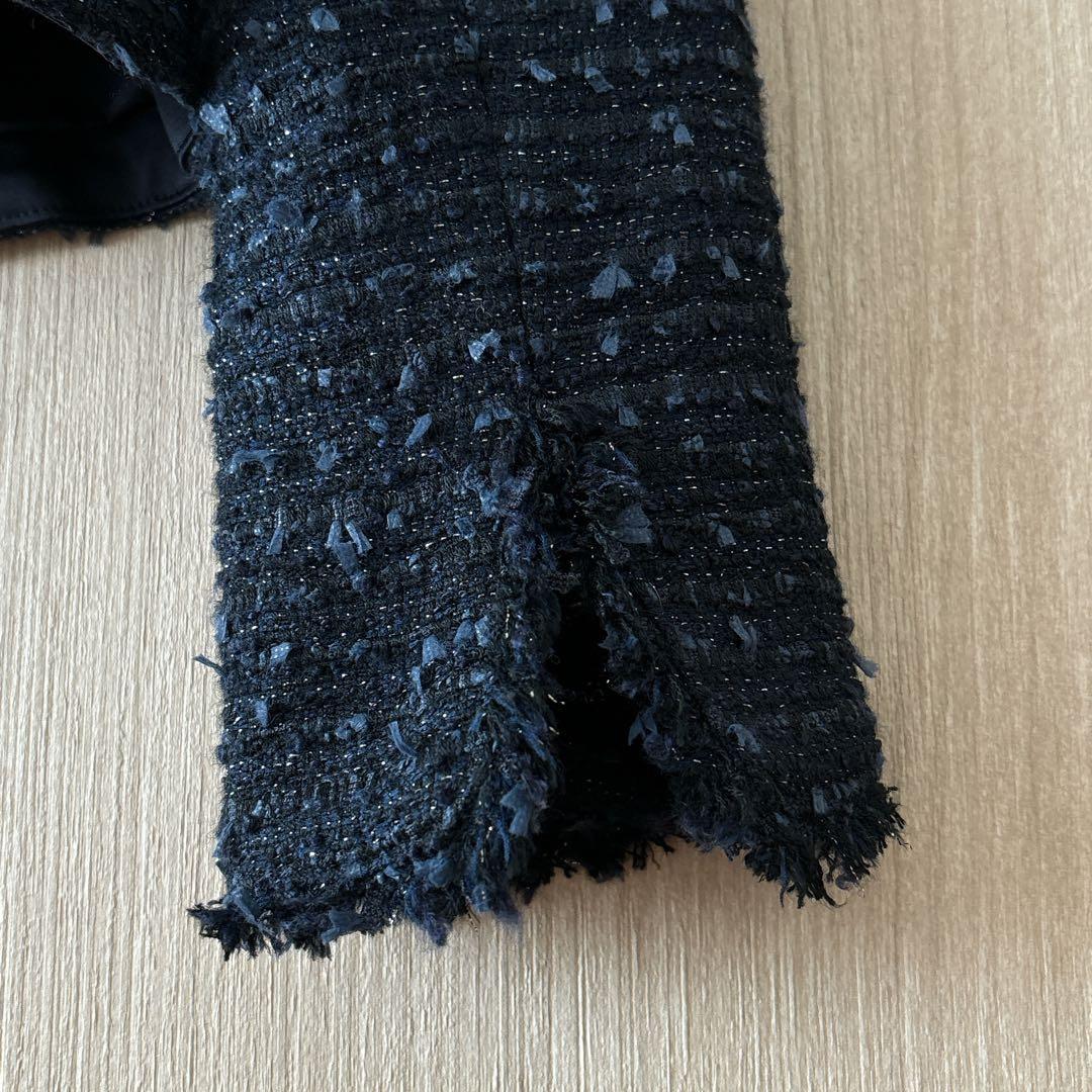 【1236】アナイ　ミックスツイードクルー　ジャケット　フォーマル　濃紺　38