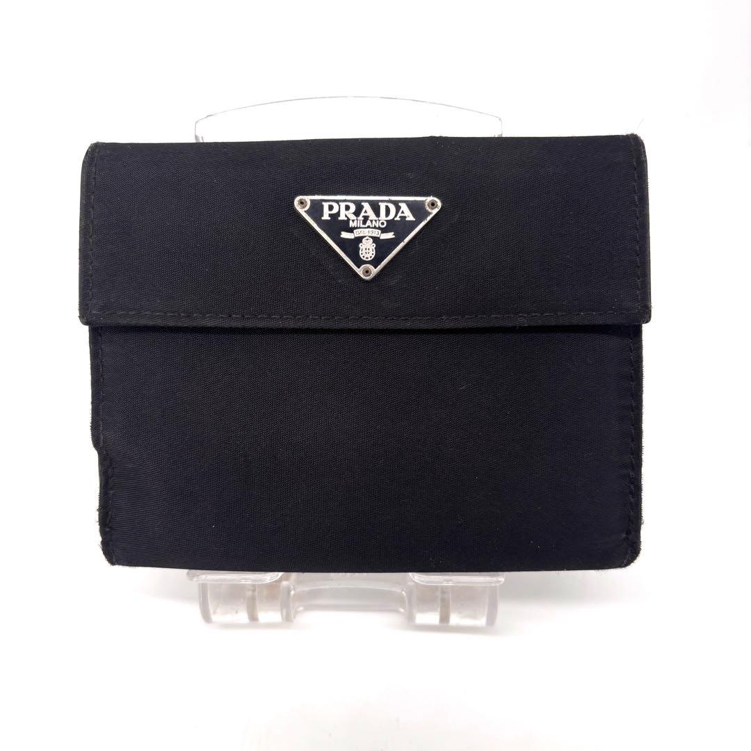 t*o様 PRADA プラダ ナイロン×テスートレザー 三つ折り財布　三角ロゴ