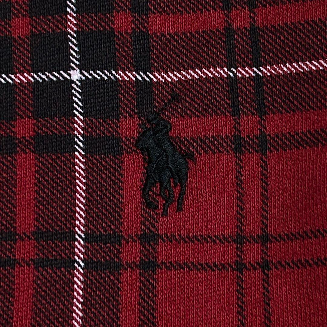 美品/ポロバイラルフローレン　チェックジップアップパーカー　ポニー刺繍　裏起毛