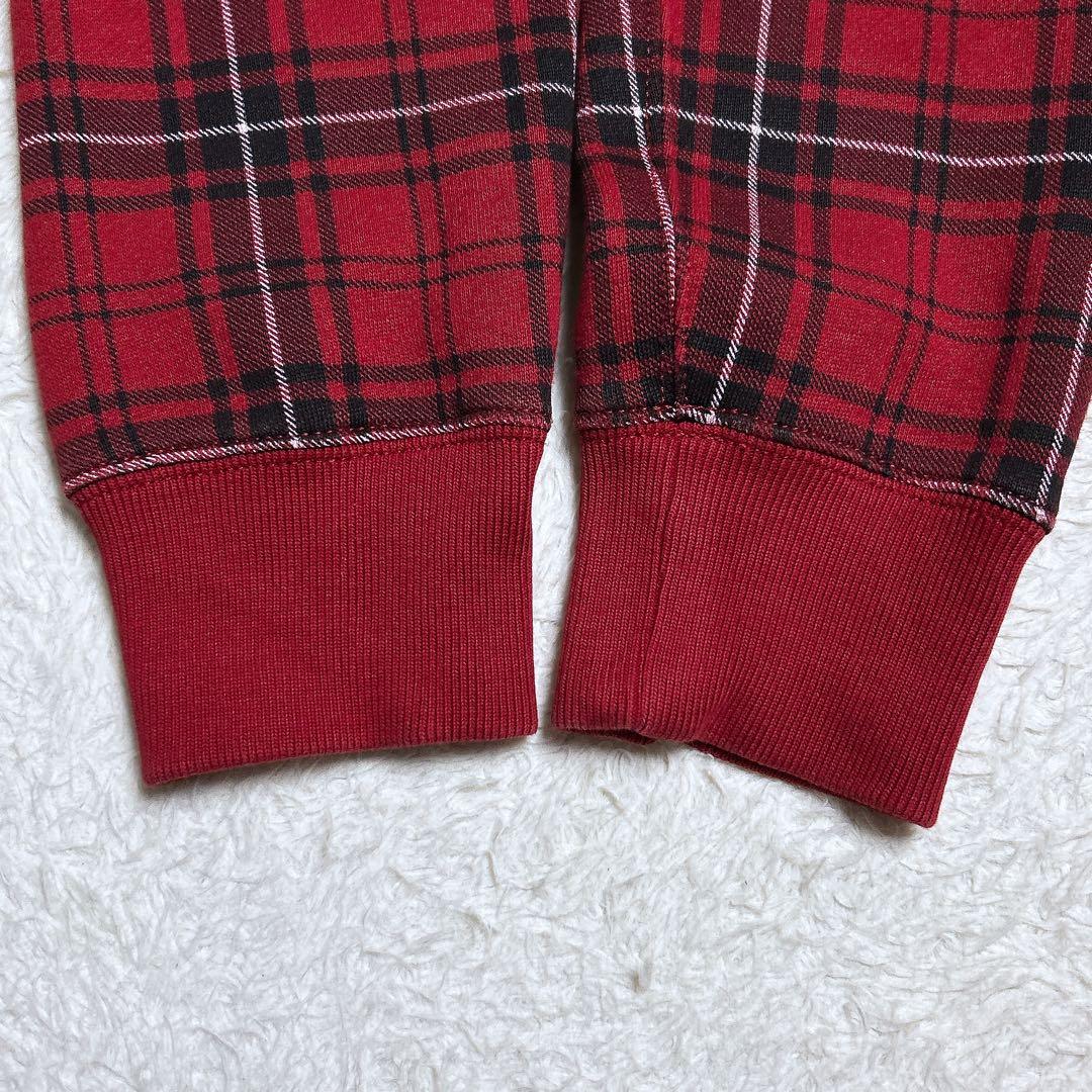 美品/ポロバイラルフローレン　チェックジップアップパーカー　ポニー刺繍　裏起毛