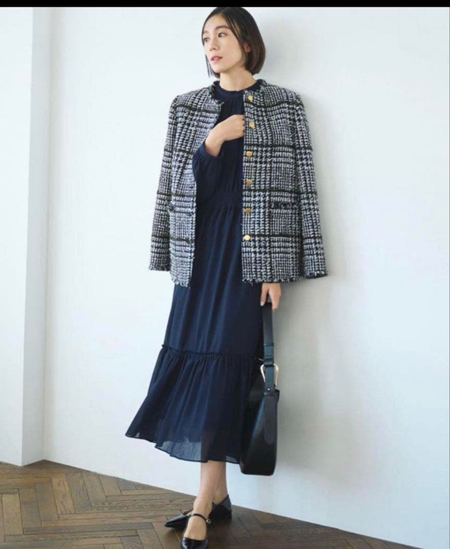 y*o様 PLSTツイードノーカラージャケット Lサイズ