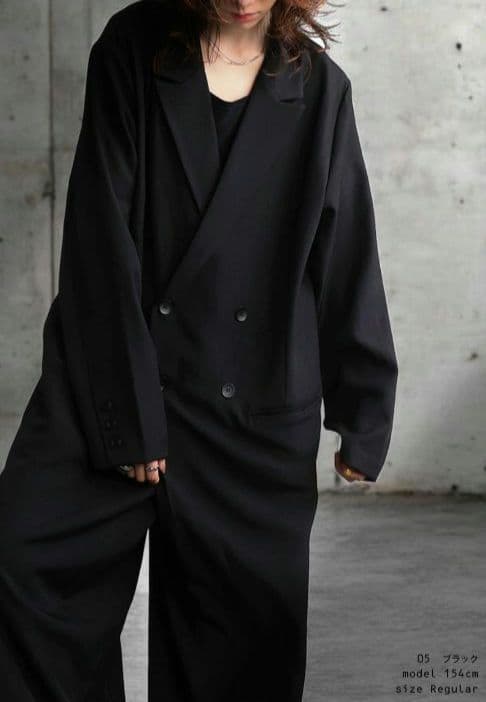 ダブルボタン オールインワン レディース ボトムス　ブラック