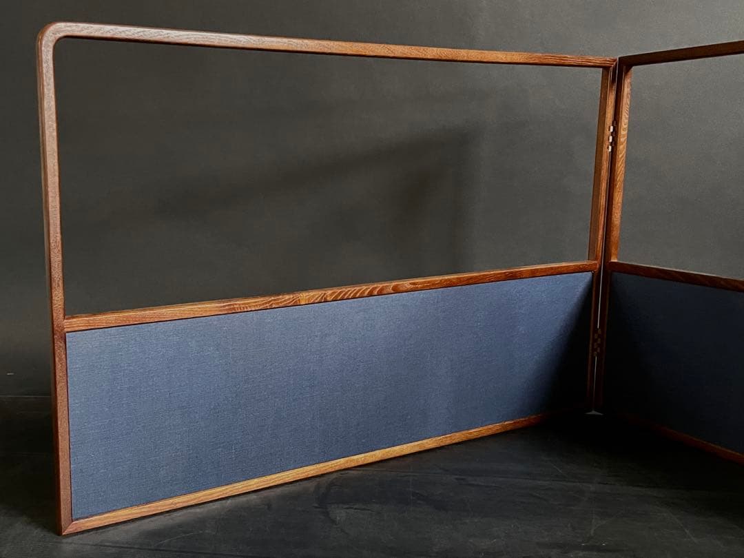 割引❗️「祖」 紺地 鳥の子 両面使い 桑縁 上透かし 風炉先屏風（121⑤）