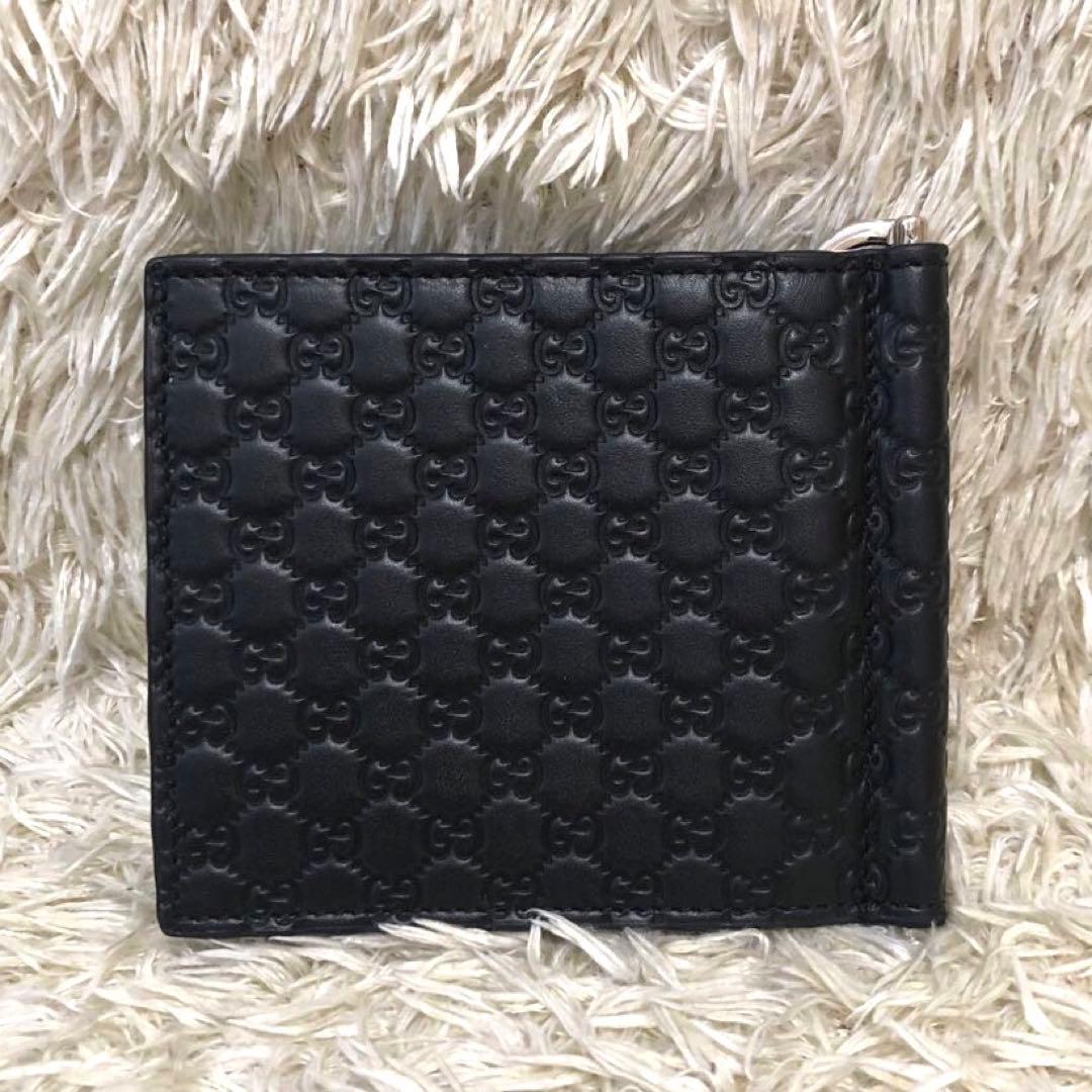 未使用級✨グッチ レザー　二つ折り財布 マイクロシマ ブラック　メンズ