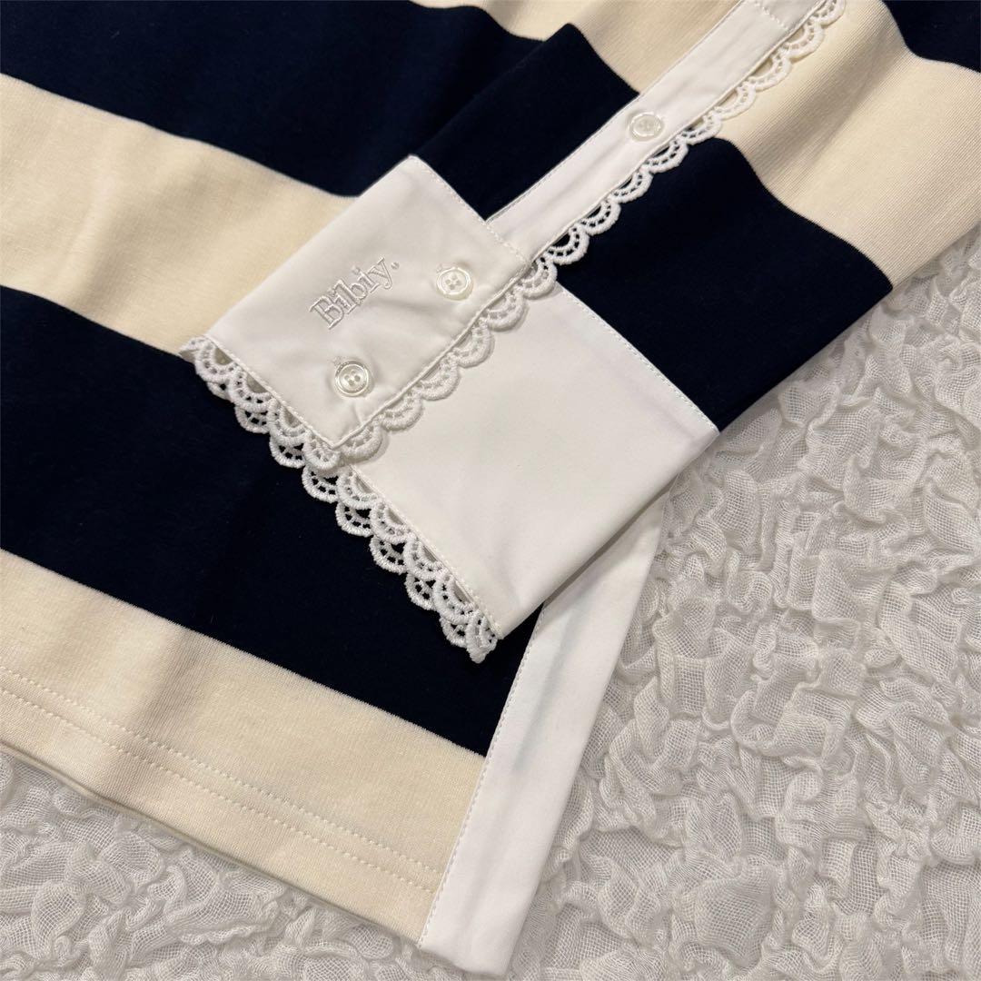 【新品未使用】Bibiy. ボーダー長袖ラガーシャツ