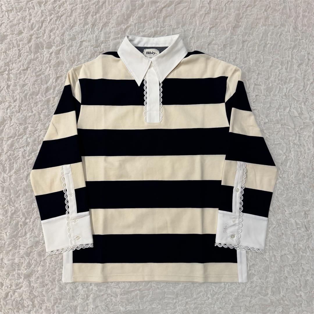 【新品未使用】Bibiy. ボーダー長袖ラガーシャツ