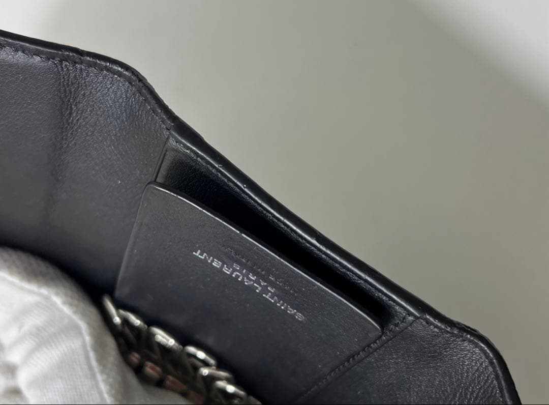 イブサンローラン　YSL 6連　キーケース　カード　黒　レザー　シルバー金具　箱