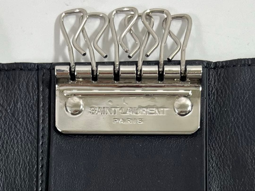 イブサンローラン　YSL 6連　キーケース　カード　黒　レザー　シルバー金具　箱