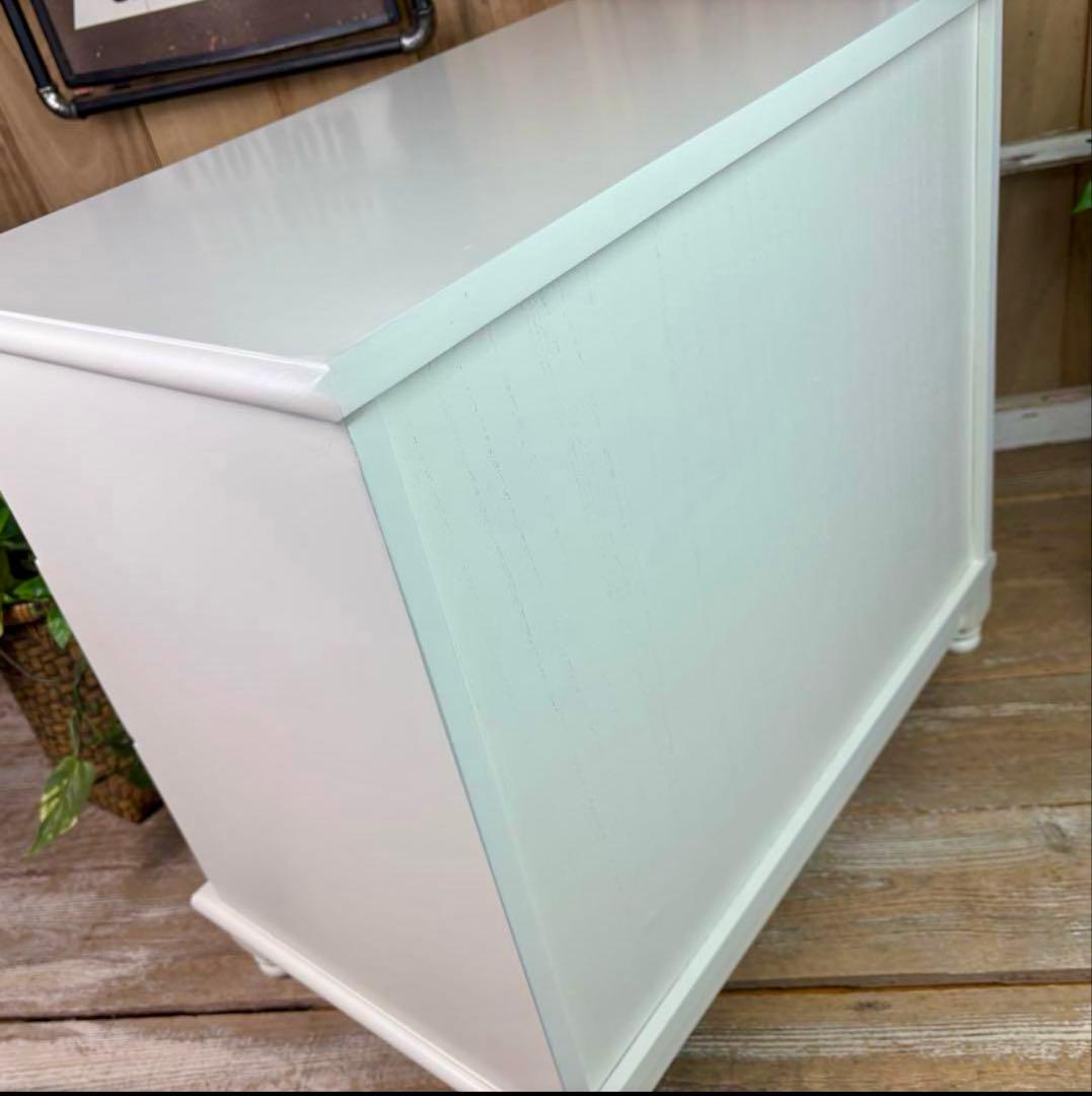 訳あり品！【98】フレンチ調ホワイトチェスト三段四つ引き木製収納家具姫系タンス