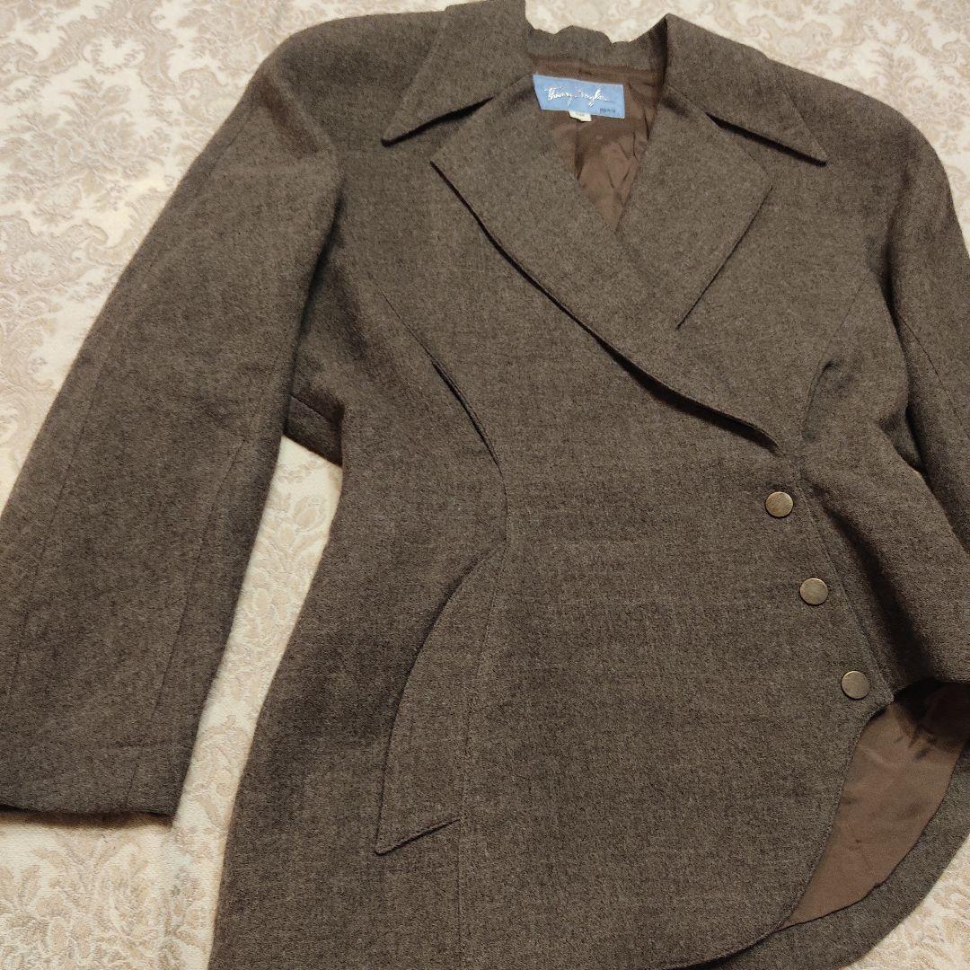 ティエリーミュグレー　変形　ジャケット　　ウエストシェイプ　茶系　テーラード