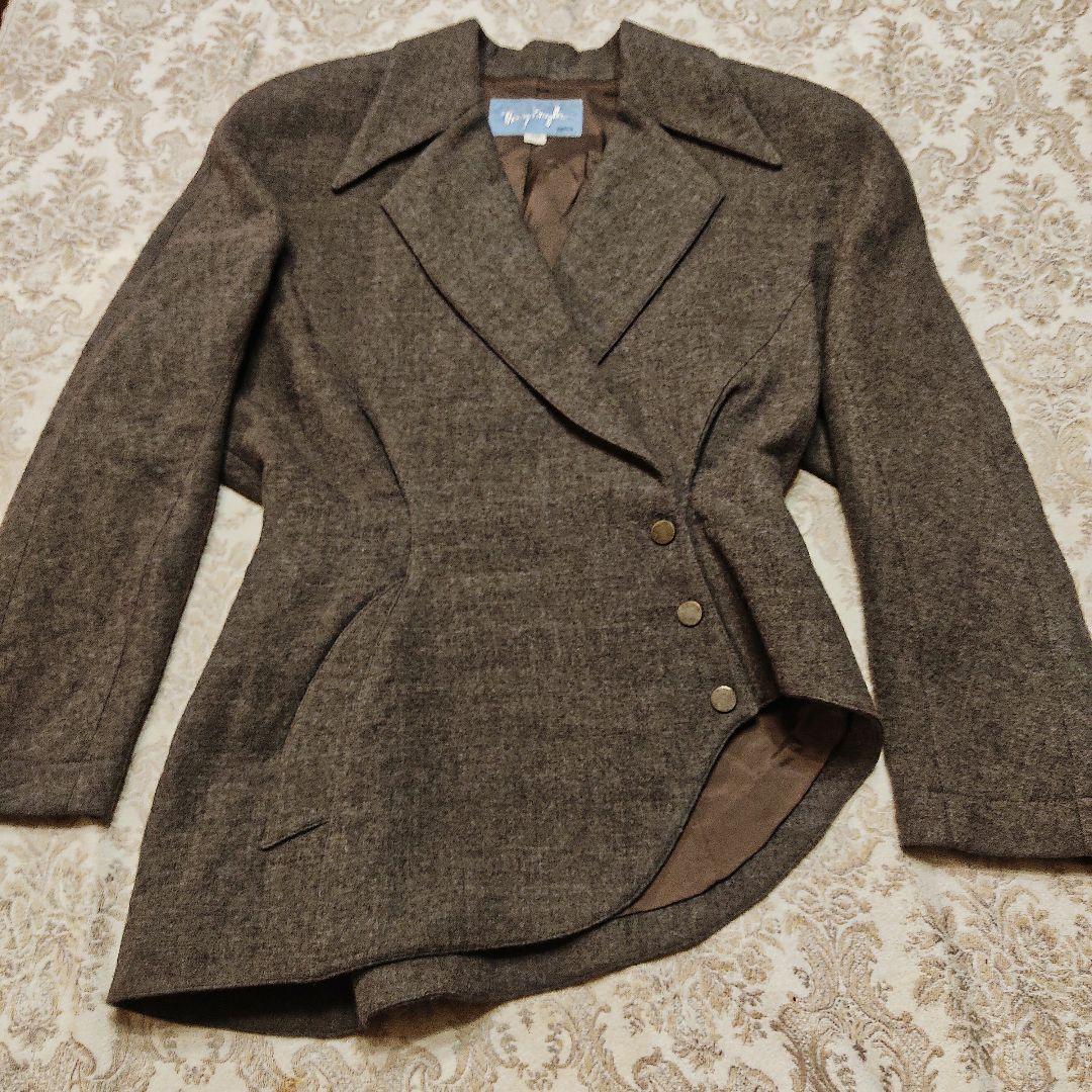 ティエリーミュグレー　変形　ジャケット　　ウエストシェイプ　茶系　テーラード