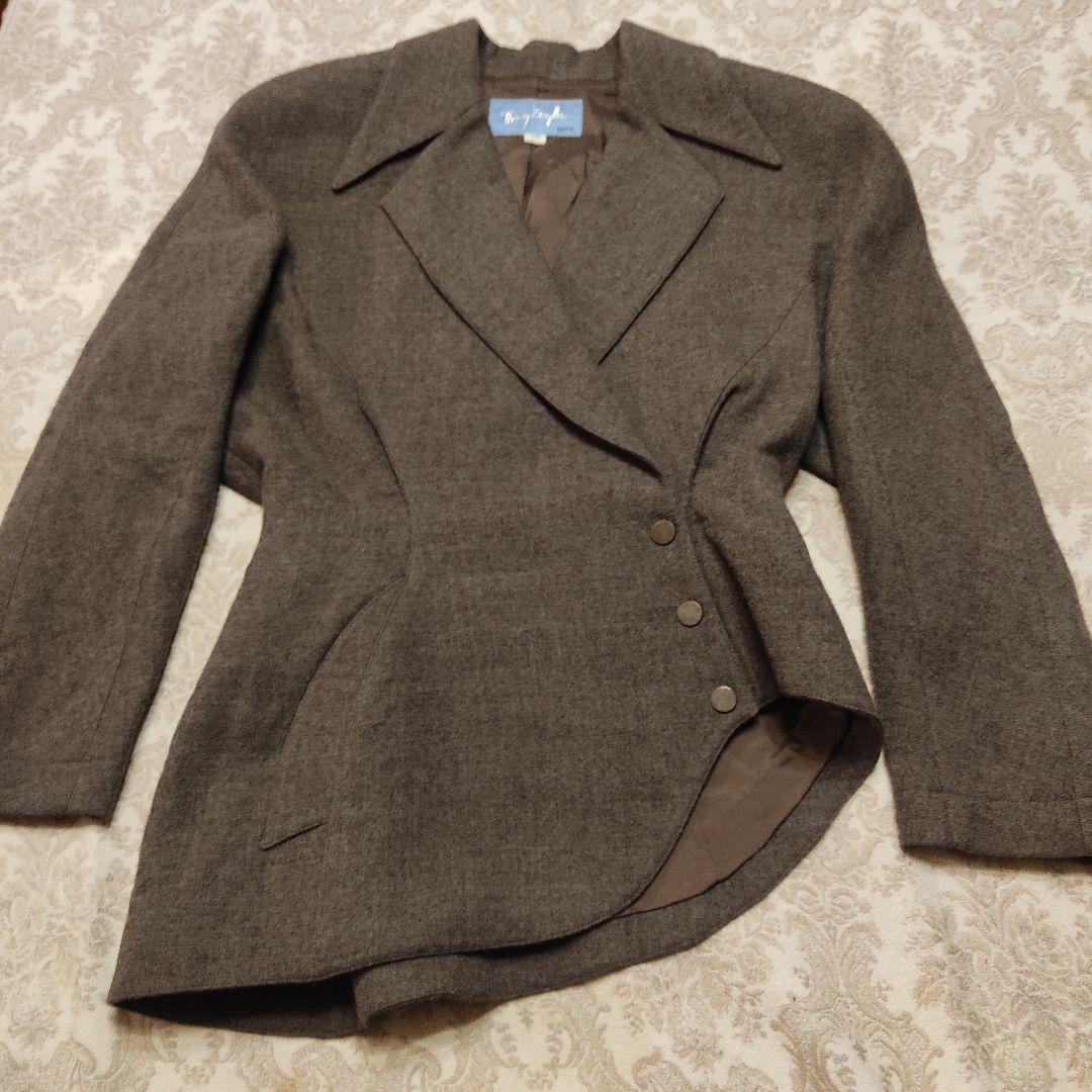 ティエリーミュグレー　変形　ジャケット　　ウエストシェイプ　茶系　テーラード