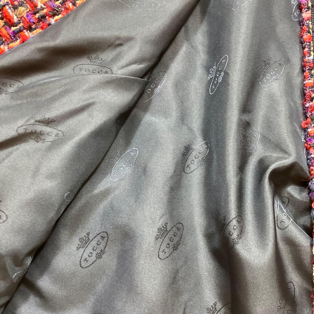 極美品 希少 トッカ ツイードコート Aライン モヘヤ 混 レッド Mサイズ相当