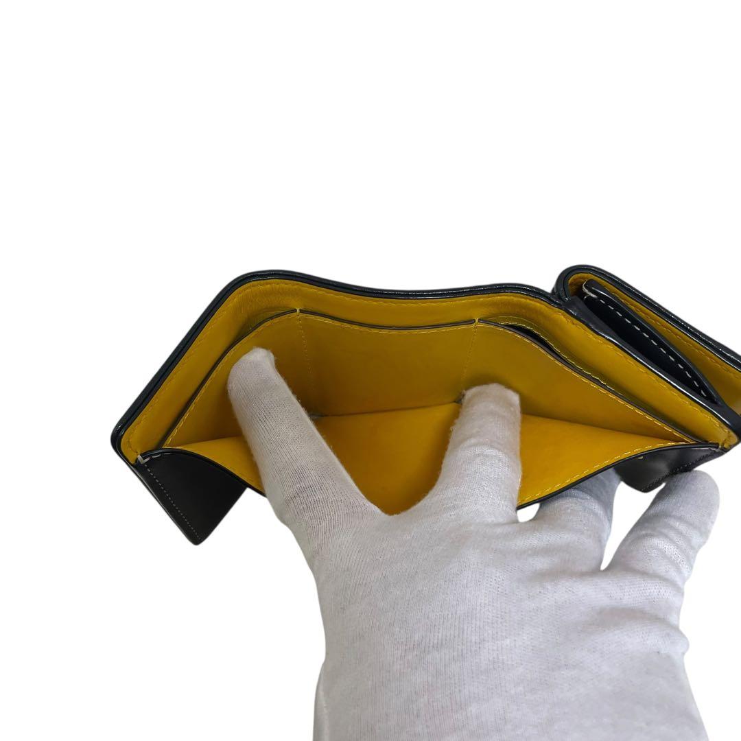 ⭐️美品 ⭐️トリーバーチ 三つ折り財布 ネイビー イエロー レザー キャンバス