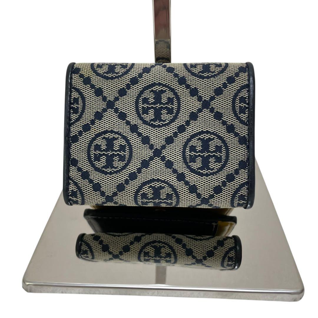 ⭐️美品 ⭐️トリーバーチ 三つ折り財布 ネイビー イエロー レザー キャンバス