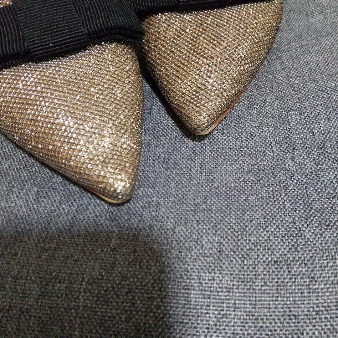 JIMMY CHOO ゴールド グリッター フラットシューズ 36.5 ラメ