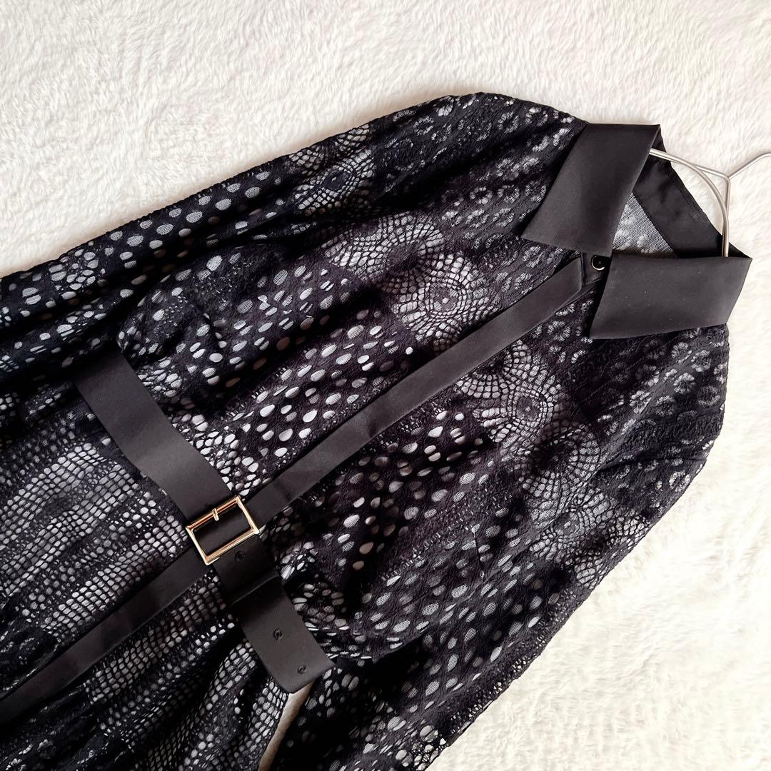 未使用✨グレースコンチネンタル クロシェレース ワンピース マキシ丈 ベルト 黒