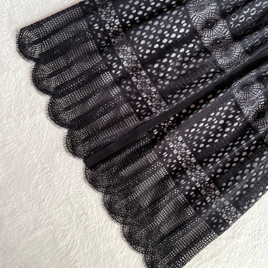 未使用✨グレースコンチネンタル クロシェレース ワンピース マキシ丈 ベルト 黒